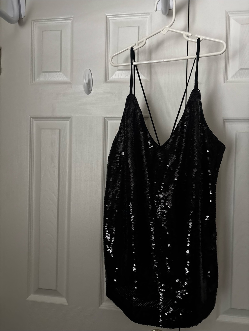 H&M Black Sequin Camisole with Double Spaghetti Straps